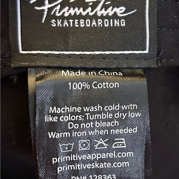 Primitive Skateboarding Black Cap with Red Rose Embroidered Design - Picture 4 of 4